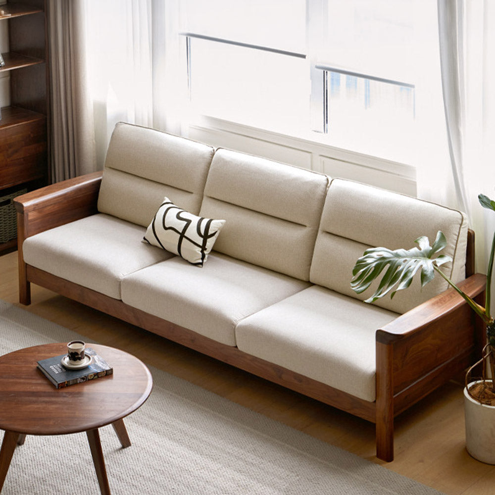 Kloten Natural Solid Walnut Sofa
