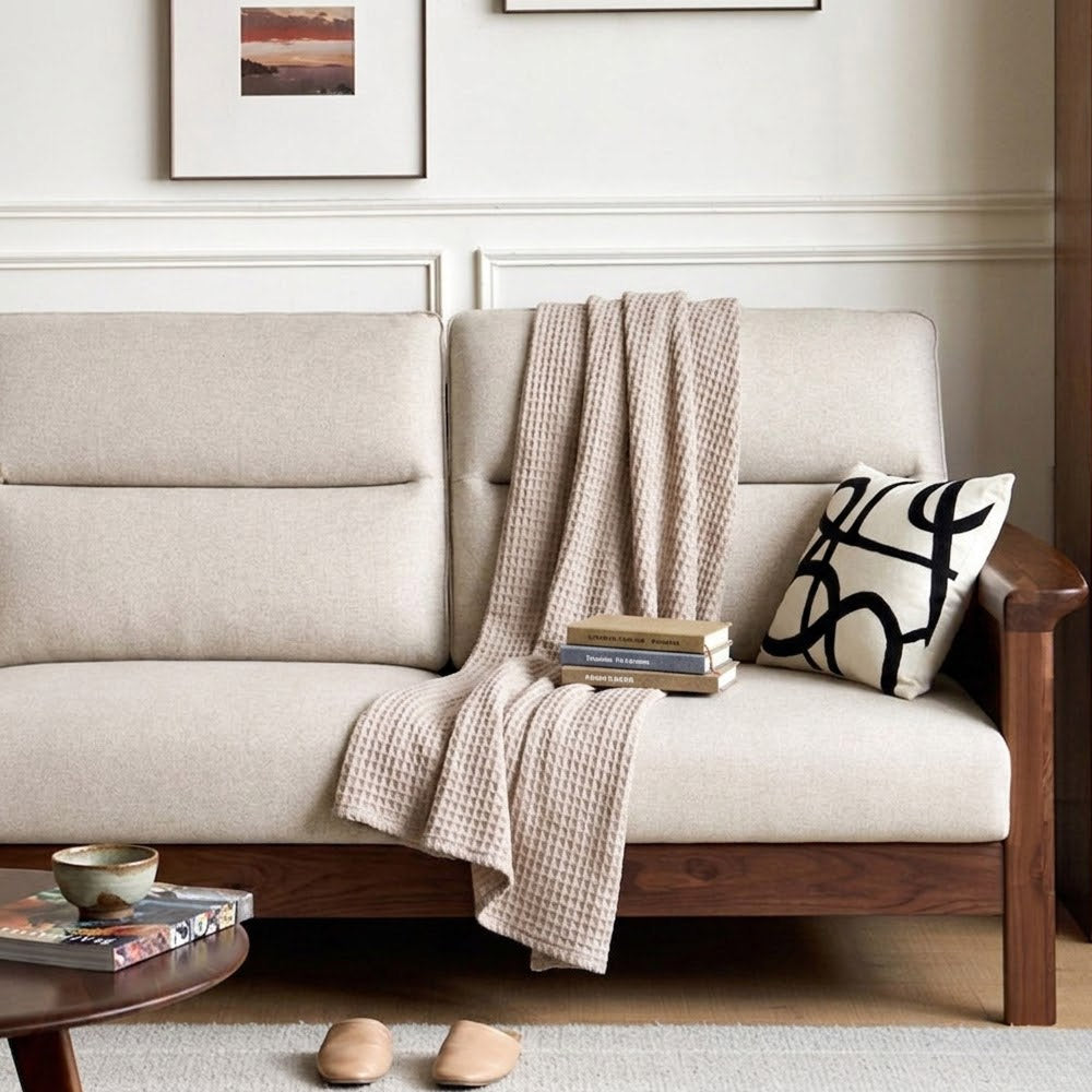 Kloten Natural Solid Walnut Sofa
