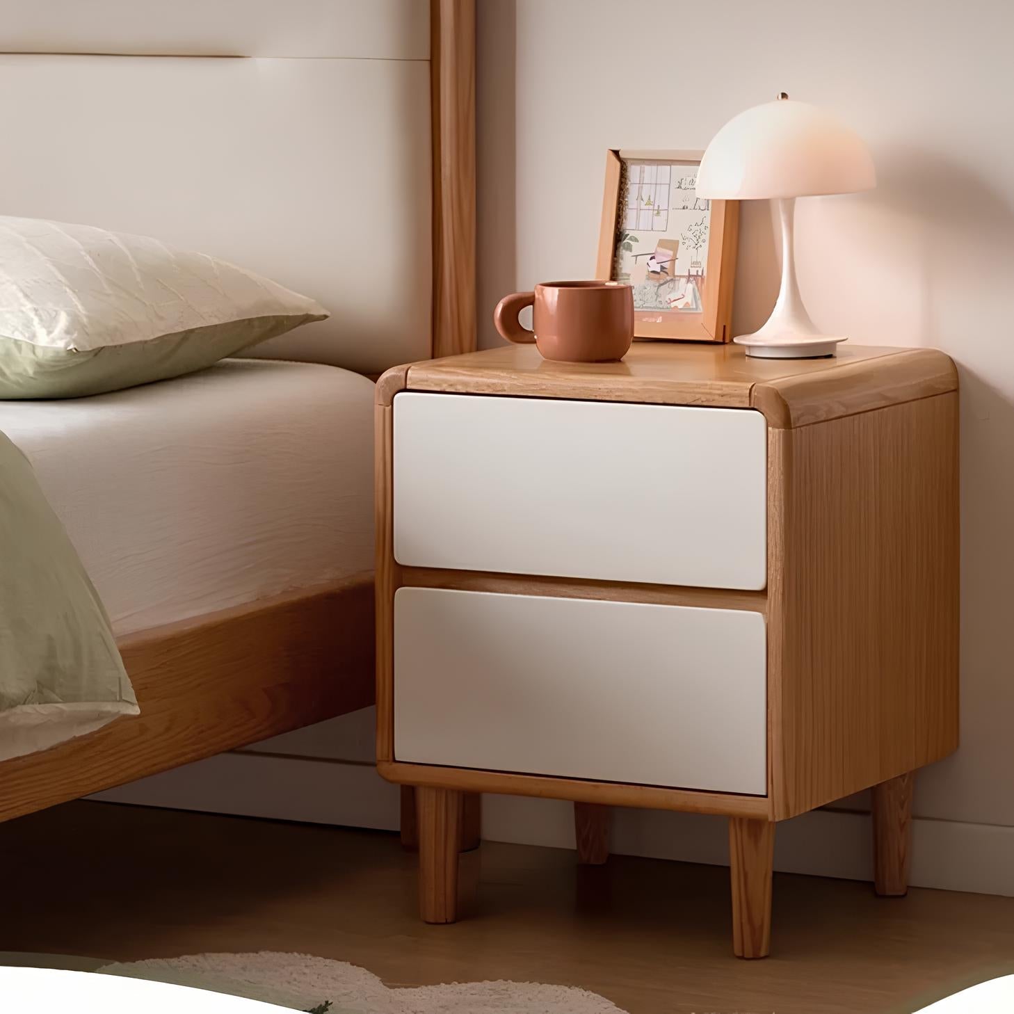 Korge Natural Solid Oak Bedside Table | Oak Furniture Store