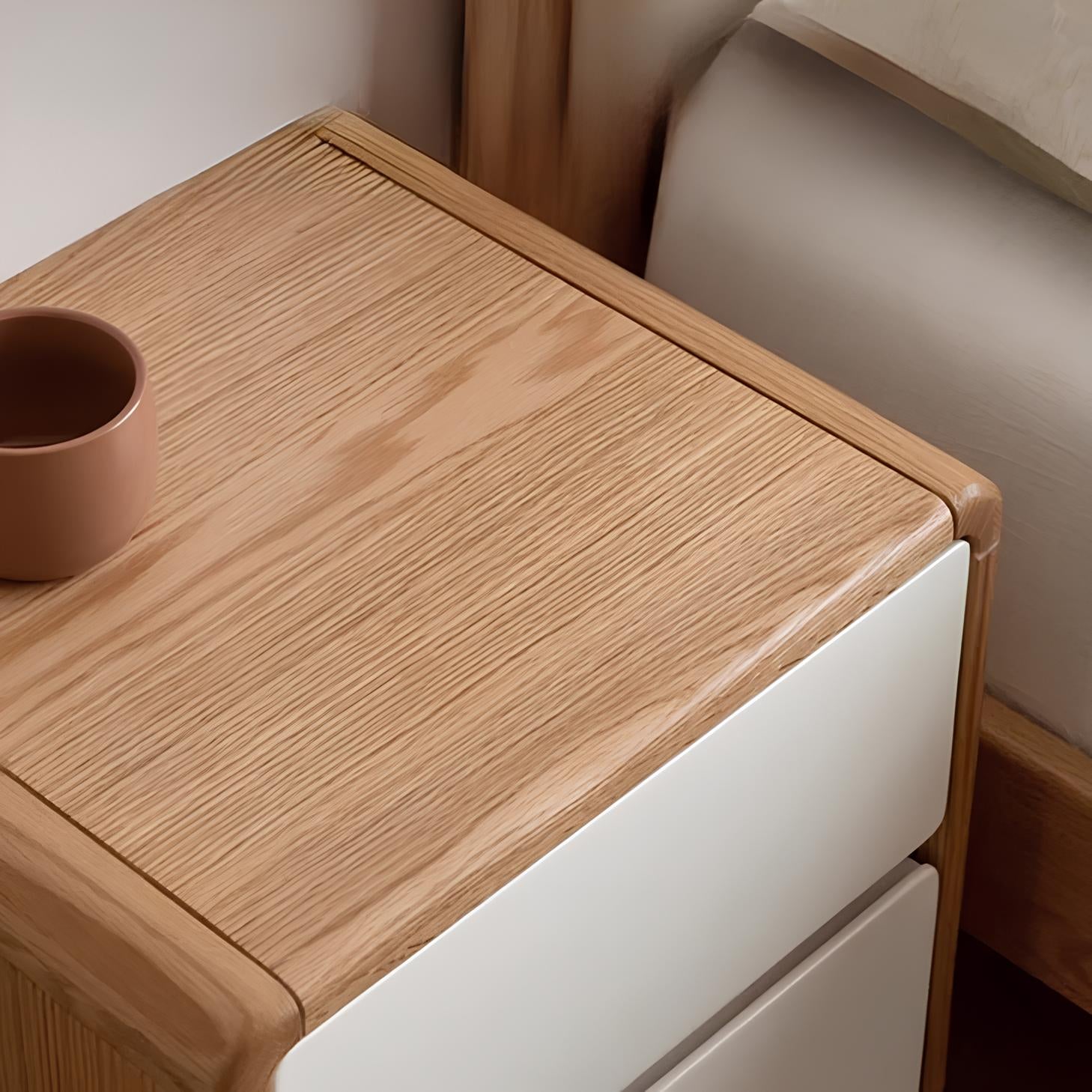 Korge Natural Solid Oak Bedside Table | Oak Furniture Store