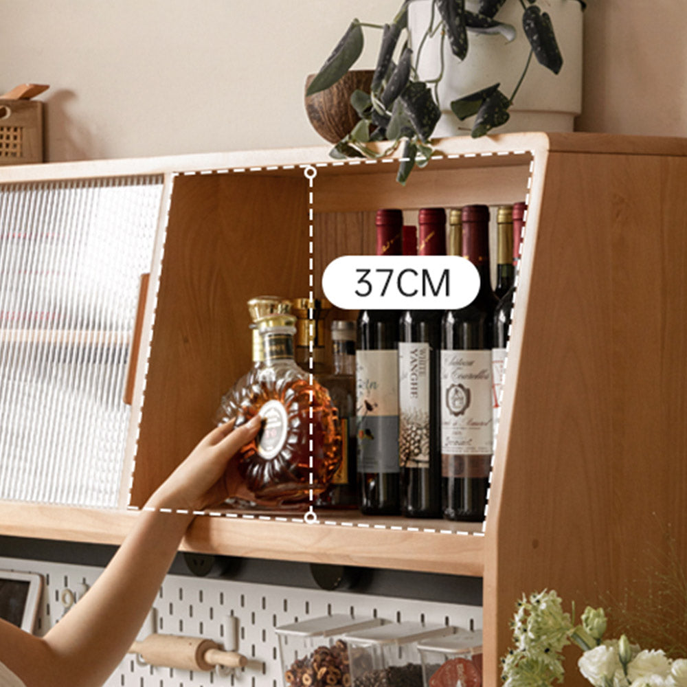 Korge Solid Beech Sideboard with Hutch Dresser Top