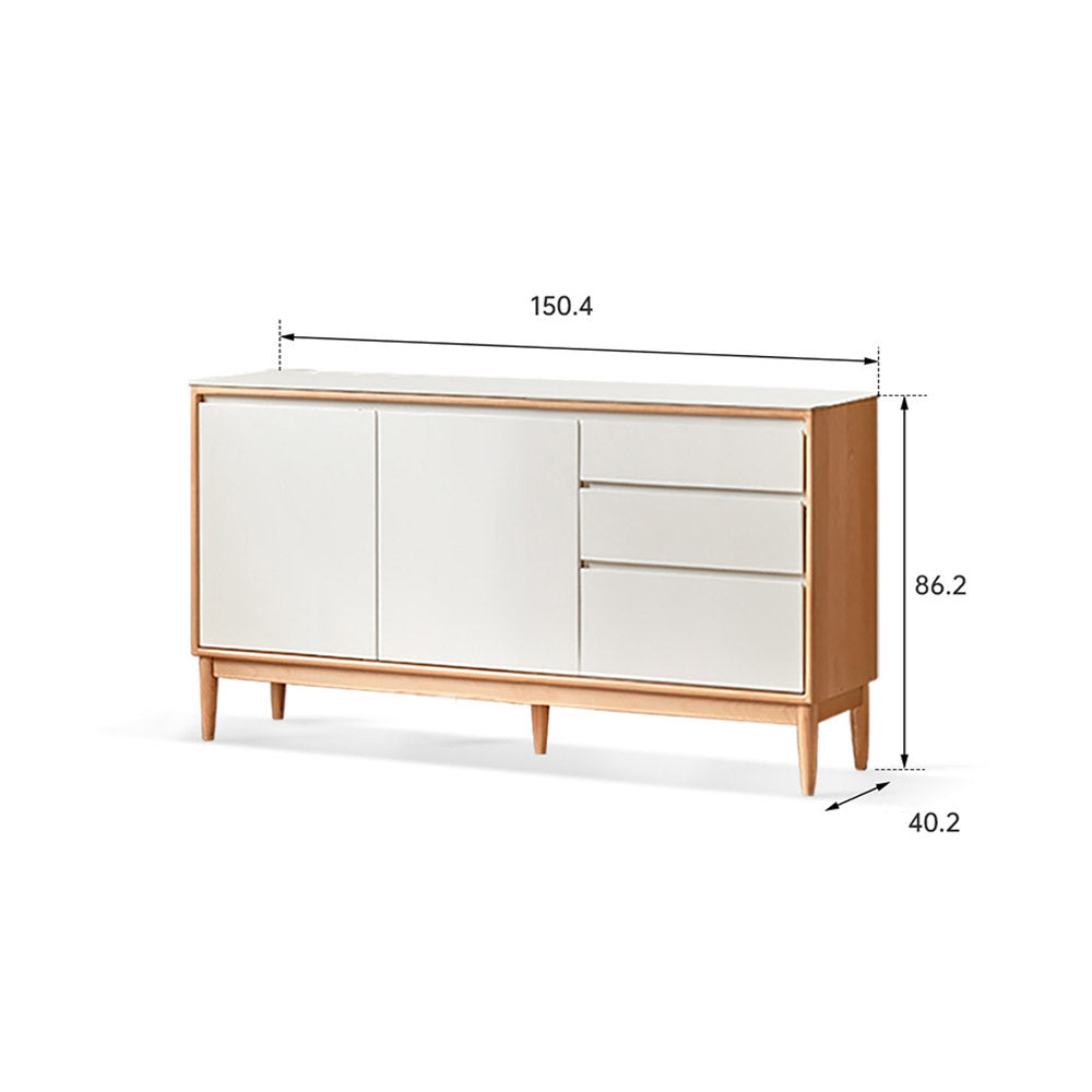 Korge Solid Beech Sideboard with Hutch Dresser Top