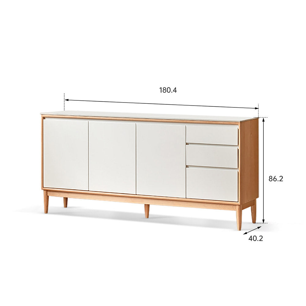 Korge Solid Beech Sideboard with Hutch Dresser Top