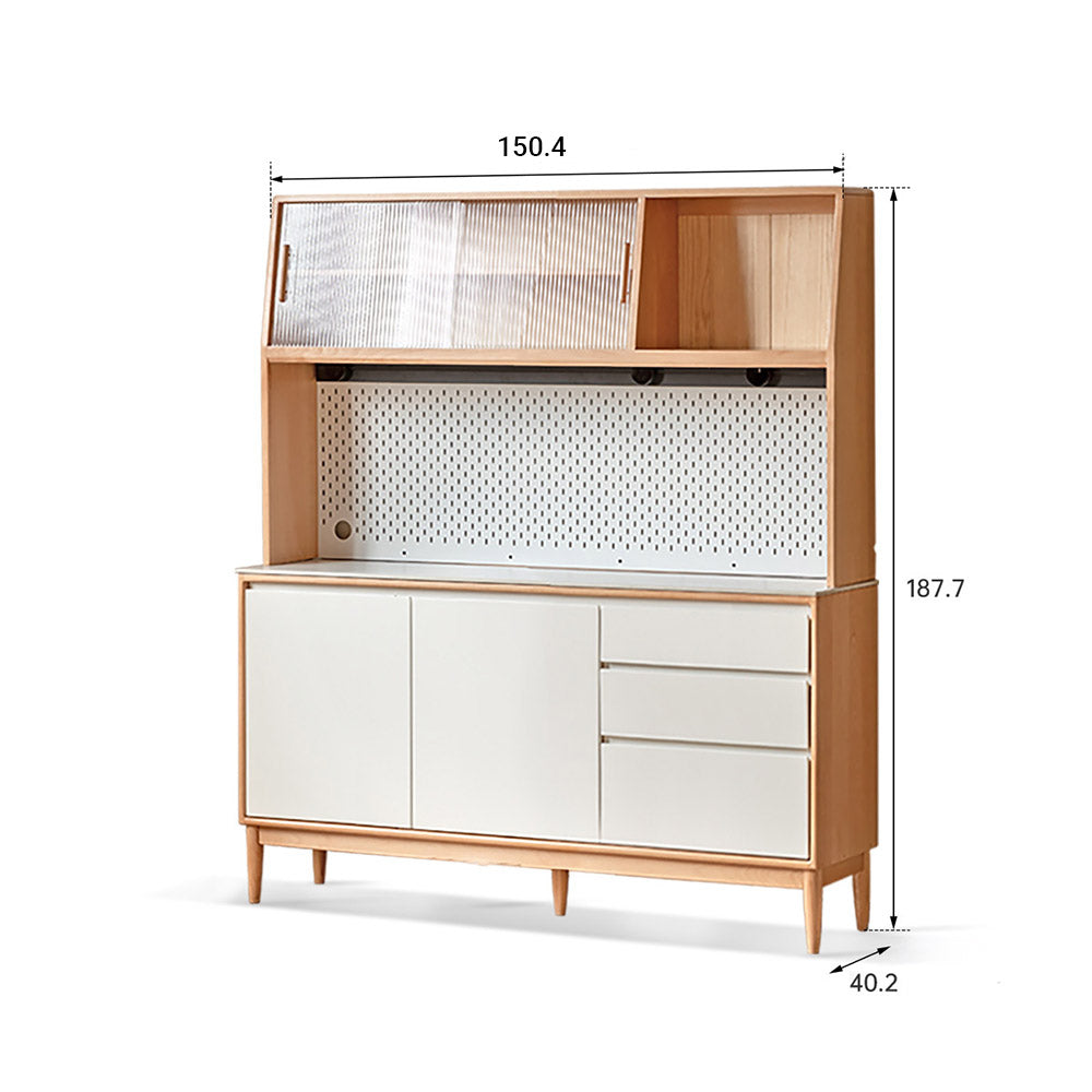 Korge Solid Beech Sideboard with Hutch Dresser Top