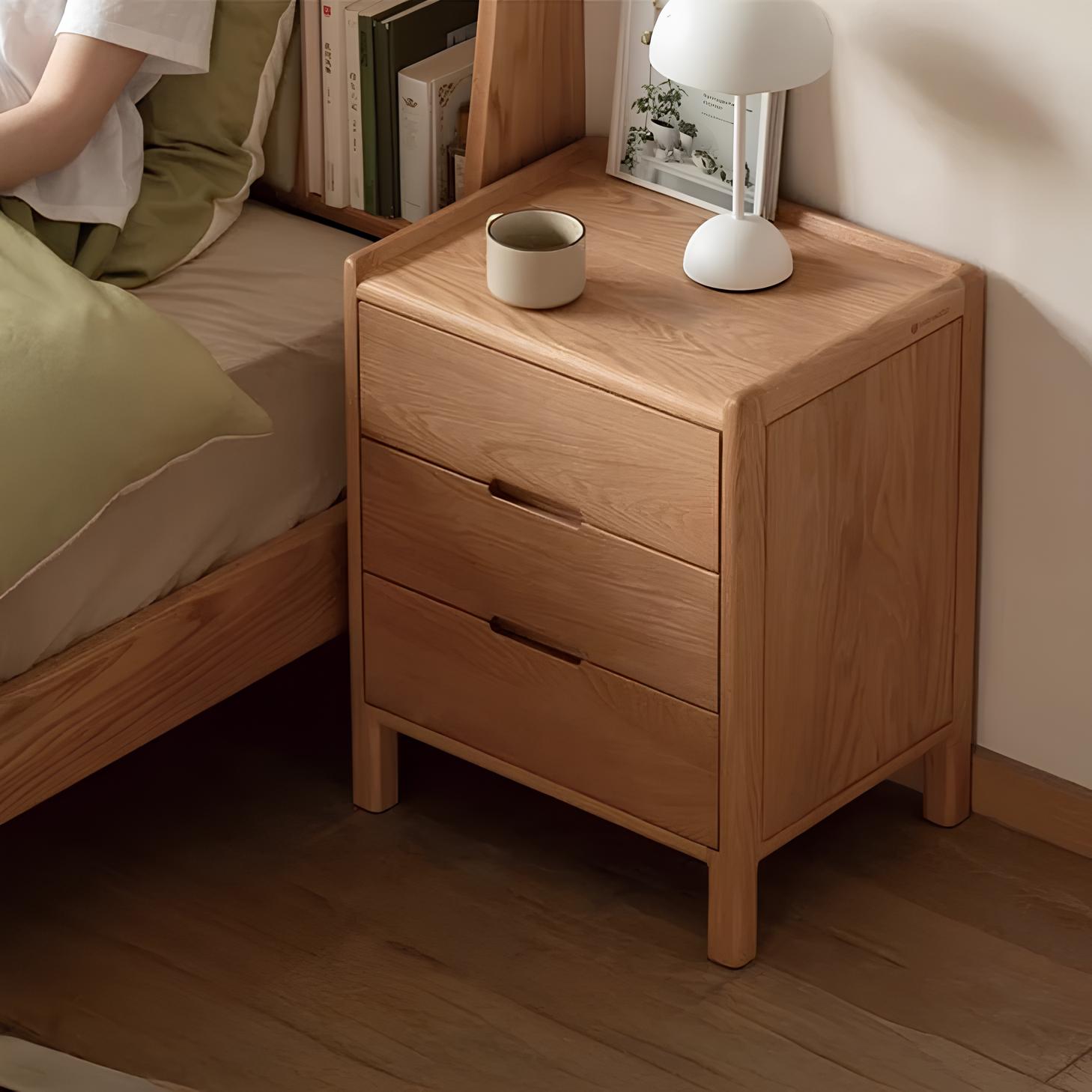 Kusel Natural Solid Oak Bedside Table | Oak Furniture Store