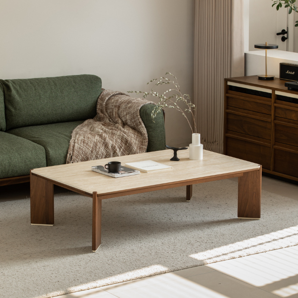 Labaro Natural Solid Walnut Coffee Table with Ceramic Top