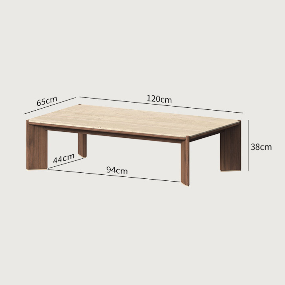 Labaro Natural Solid Walnut Coffee Table with Ceramic Top