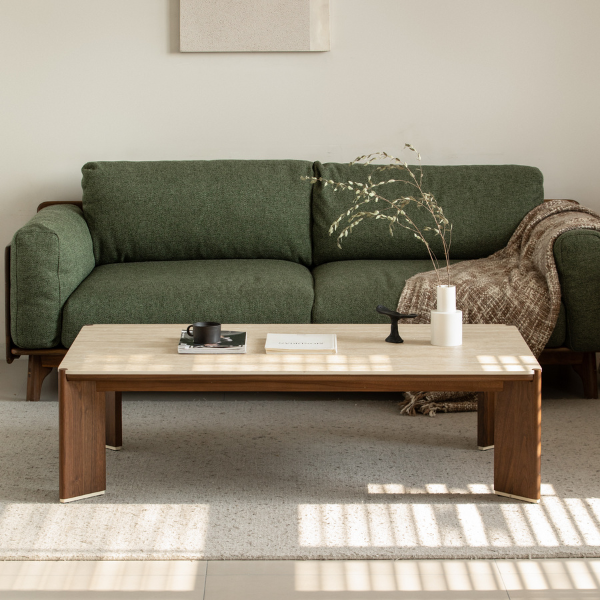 Labaro Natural Solid Walnut Coffee Table with Ceramic Top