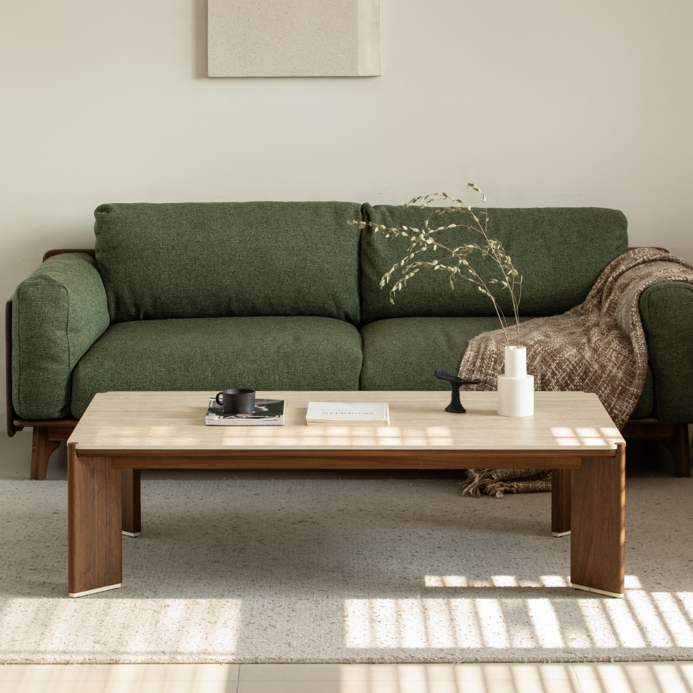 Labaro Natural Solid Walnut Coffee Table with Ceramic Top