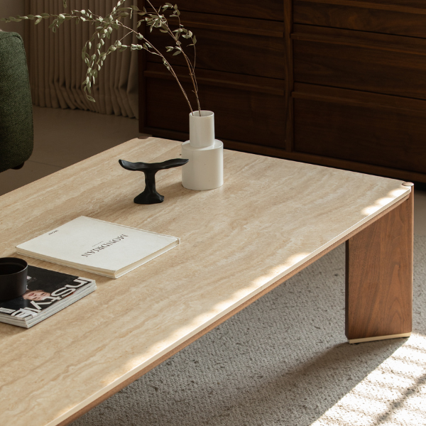 Labaro Natural Solid Walnut Coffee Table with Ceramic Top