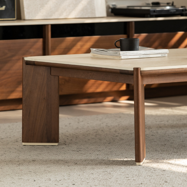 Labaro Natural Solid Walnut Coffee Table with Ceramic Top