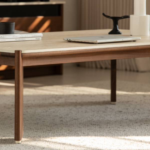 Labaro Natural Solid Walnut Coffee Table with Ceramic Top