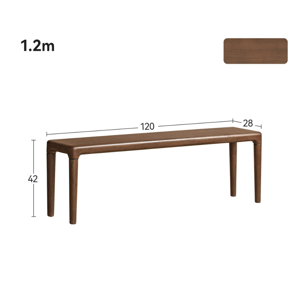 Labico Solid Rubber Wood Dining Bench