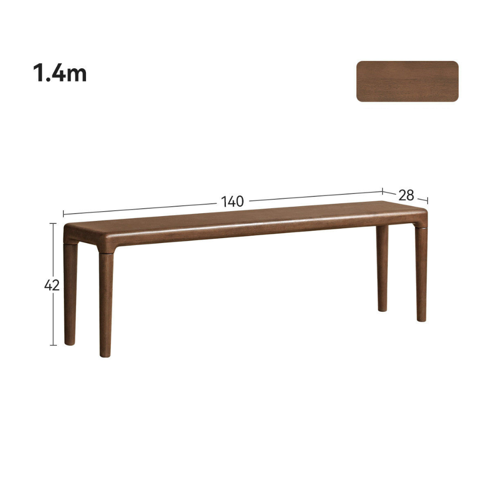 Labico Solid Rubber Wood Dining Bench