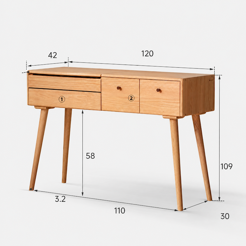 Laitala Natural Solid Oak Flip-Top Dressing Table