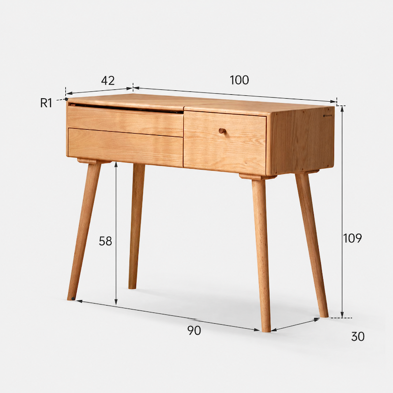 Laitala Natural Solid Oak Flip-Top Dressing Table