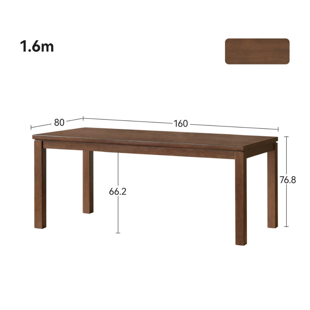 Lana Solid Rubber Wood Dining Table