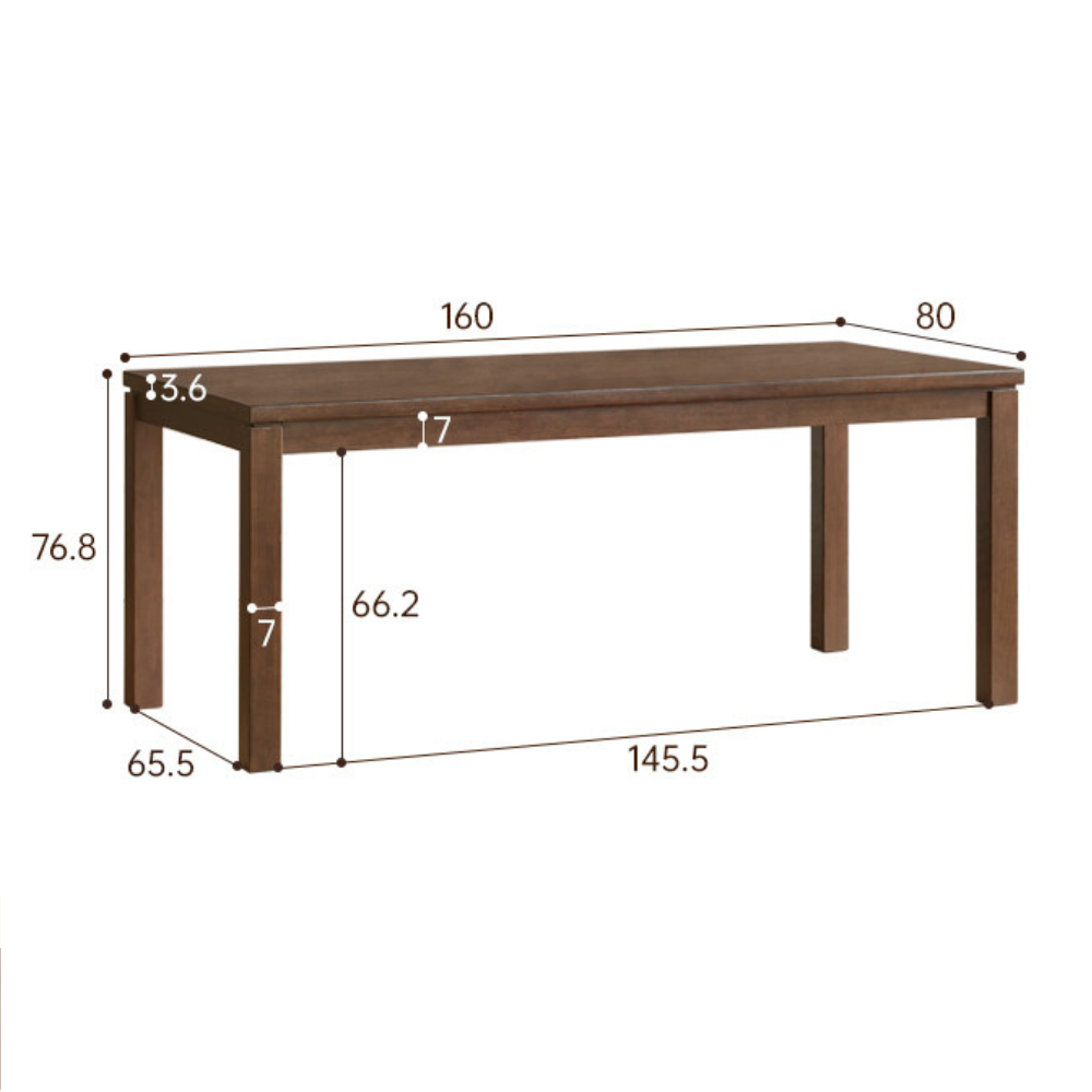 Lana Solid Rubber Wood Dining Table