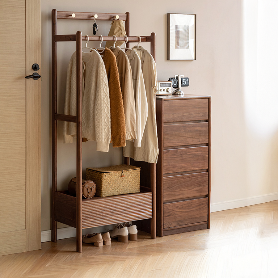 Lanester Natural Solid Walnut Coat Rack