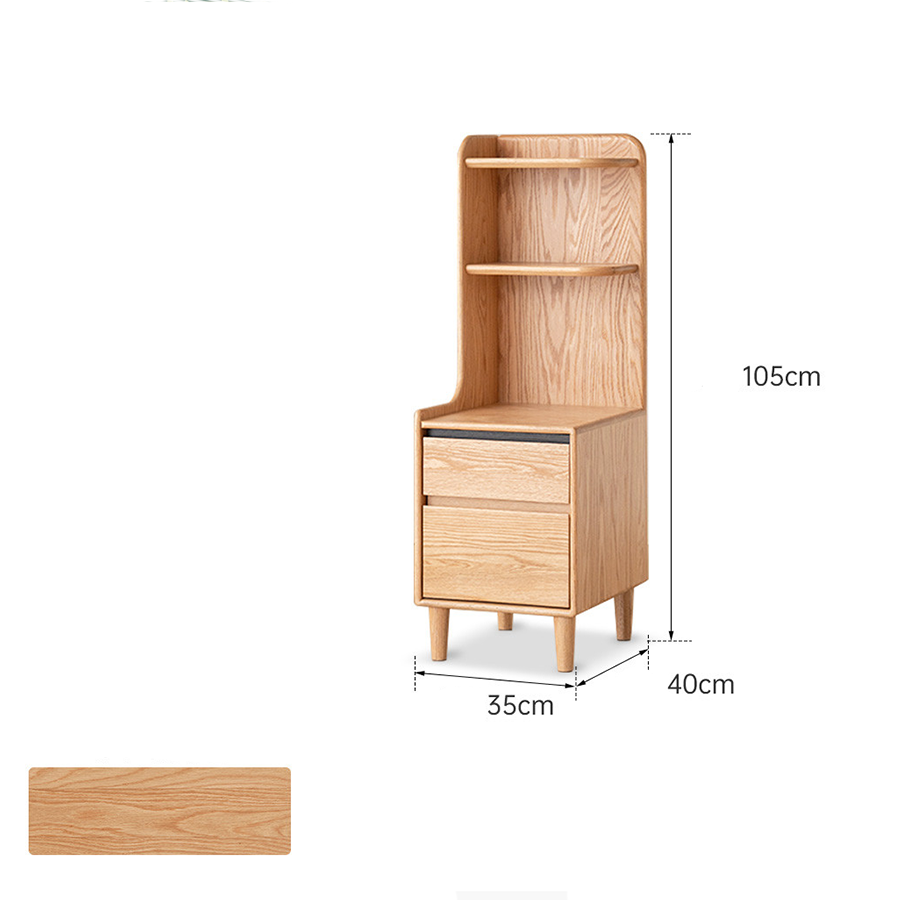 Lannion Natural Solid Oak Bedside Table with Hutch