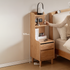 Lannion Natural Solid Oak Bedside Table with Hutch