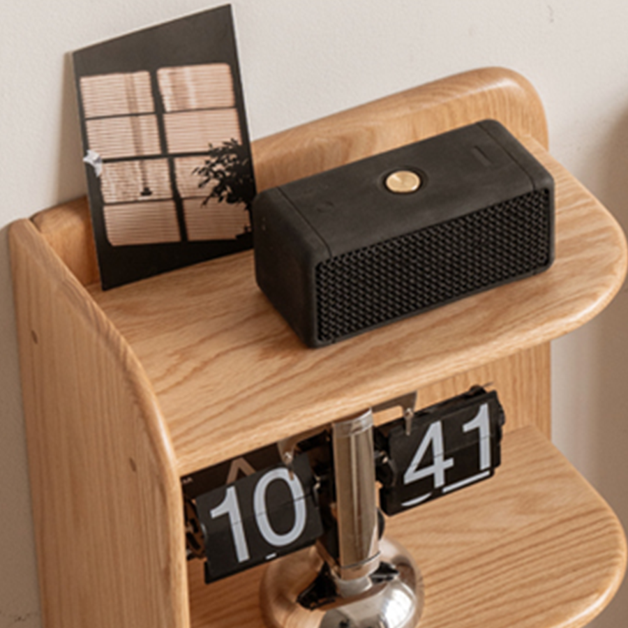 Lannion Natural Solid Oak Bedside Table with Hutch
