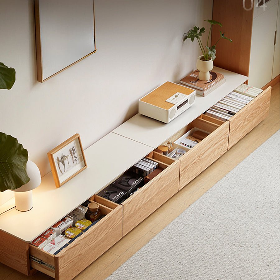 Larra Solid Oak Floor Standing Entertainment Unit with Ceramic Top | Oak Furniture Store