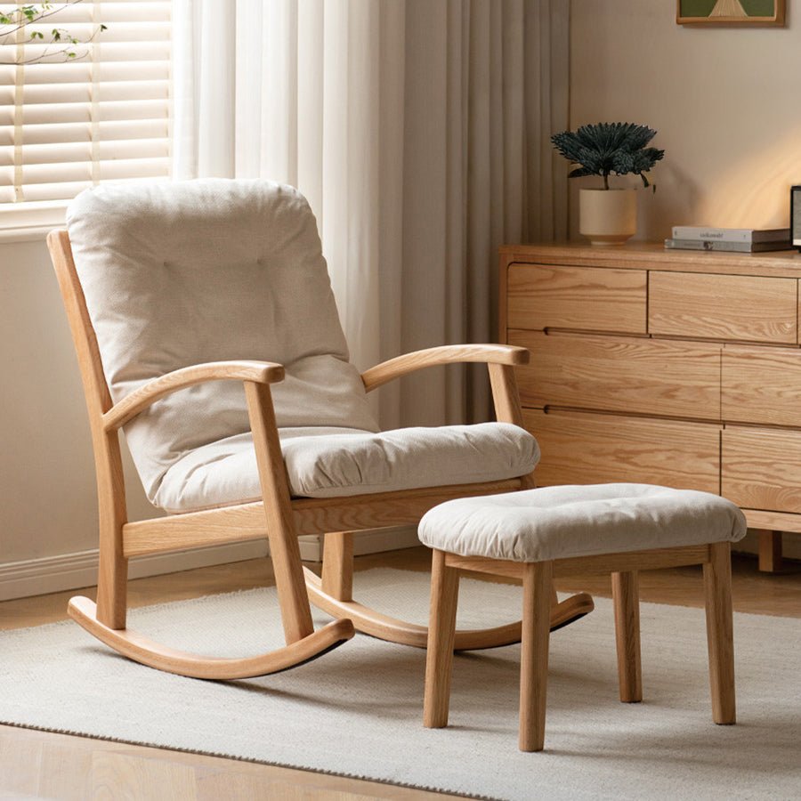Larvik Natural Solid Oak Fabric Rocking Chair | Oak Furniture Store