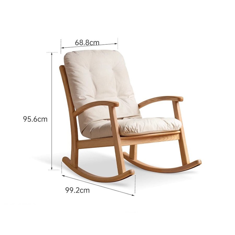 Larvik Natural Solid Oak Fabric Rocking Chair | Oak Furniture Store