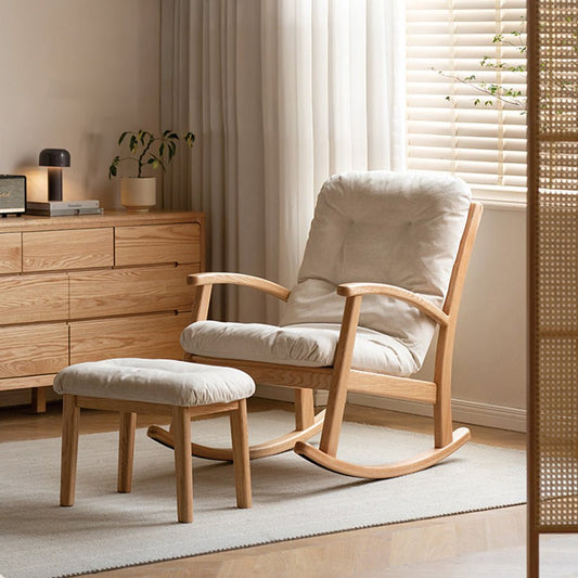 Larvik Natural Solid Oak Fabric Rocking Chair – Oak Furniture Store New ...