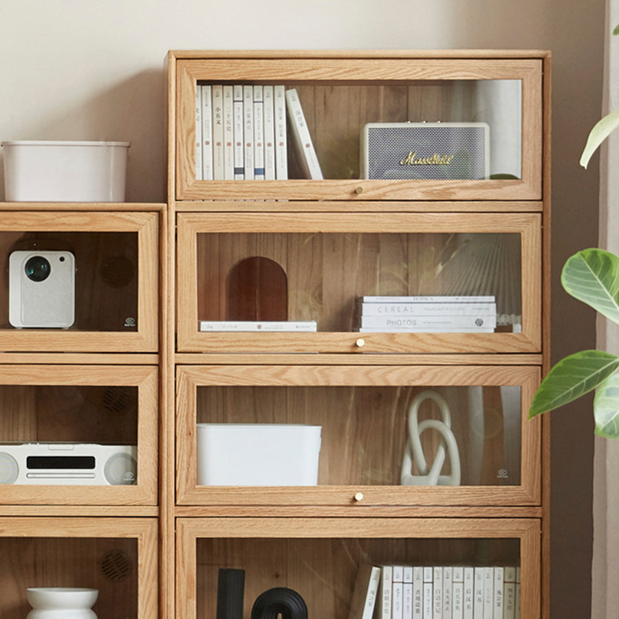 Latvia Designer Natural Solid Oak Display Bookcase Cabinet