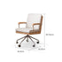 Lecca natural solid oak office chair with warm white fabric cushion and swivel base in a modern home office