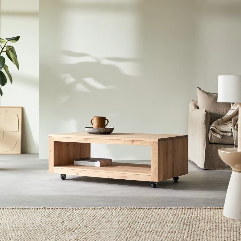 Liden Natual Solid Oak Coffee Table | wood coffee table NZ | Oak Furniture Store