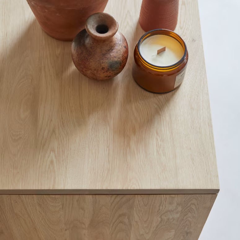 Liden Solid Oak Caster Feet TV Unit - Oak Furniture Store