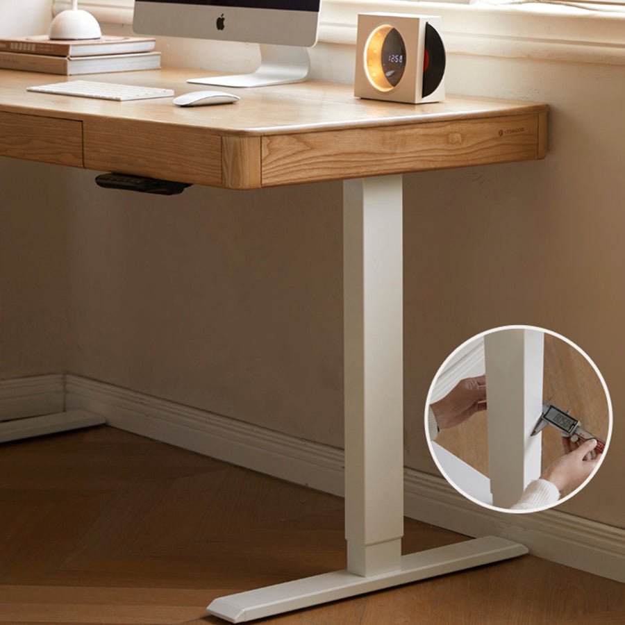 Lillers Solid Ash Electric Height Adjustable Computer Desk | Oak Furniture Store
