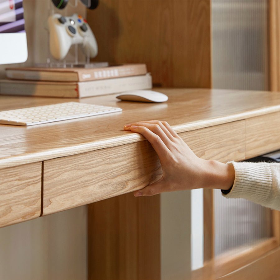 Lillers Solid Ash Electric Height Adjustable Computer Desk | Oak Furniture Store