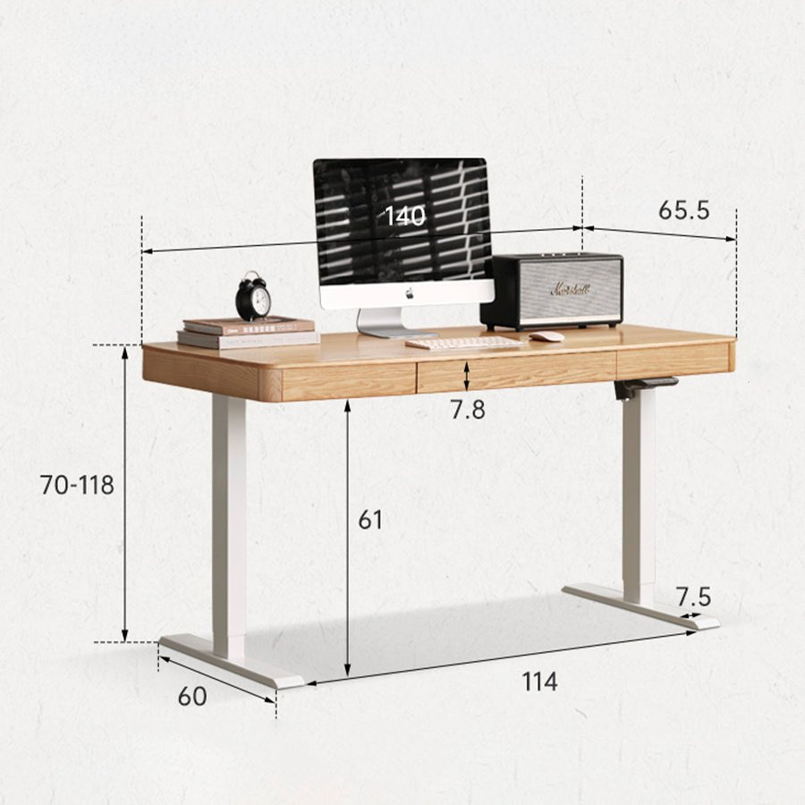 Lillers Solid Ash Electric Height Adjustable Computer Desk | Oak Furniture Store