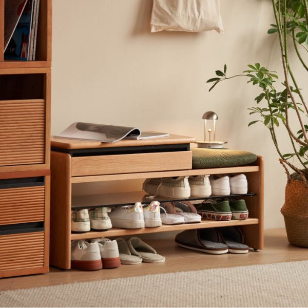 Limina Natural Solid Cherry Shoe Bench