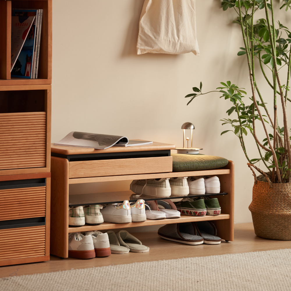 Limina Natural Solid Cherry Shoe Bench