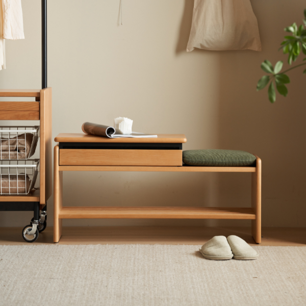 Limina Natural Solid Cherry Shoe Bench
