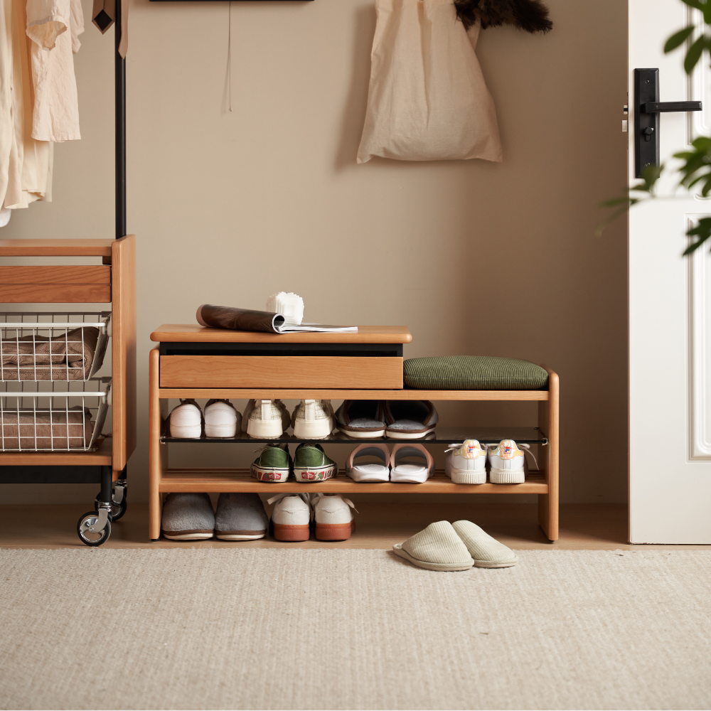 Limina Natural Solid Cherry Shoe Bench