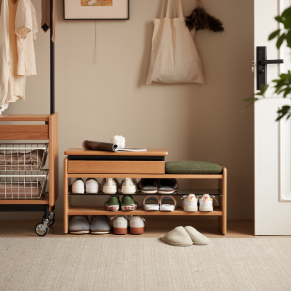 Limina Natural Solid Cherry Shoe Bench