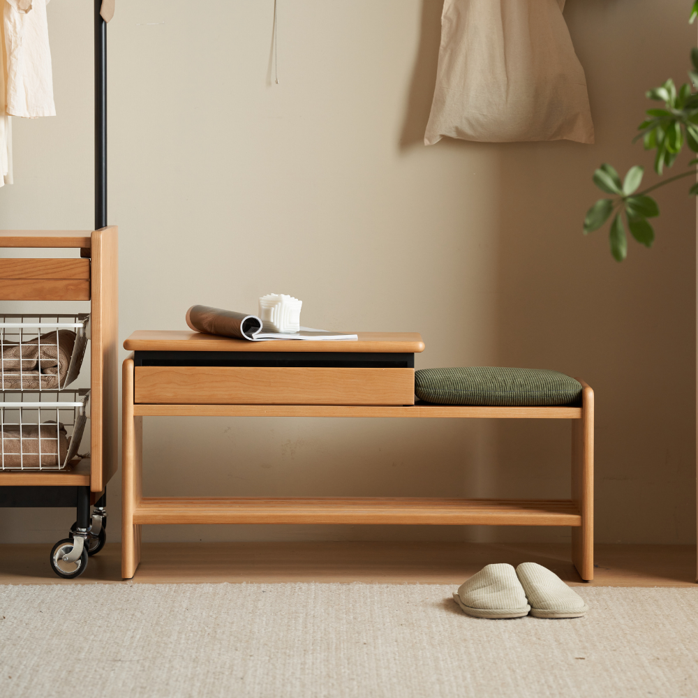 Limina Natural Solid Cherry Shoe Bench