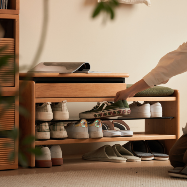 Limina Natural Solid Cherry Shoe Bench