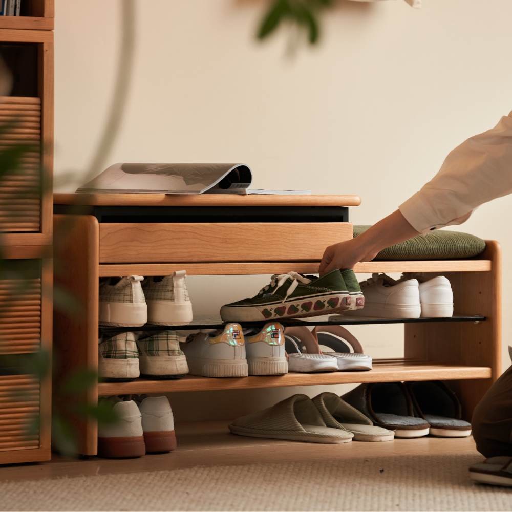 Limina Natural Solid Cherry Shoe Bench