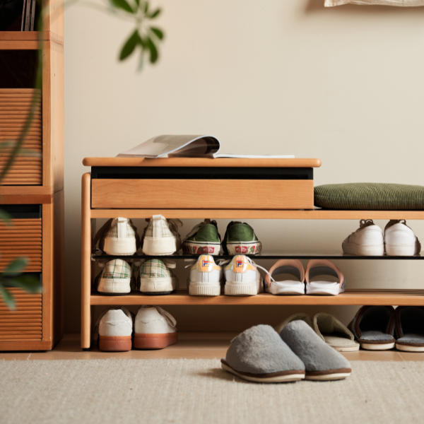 Limina Natural Solid Cherry Shoe Bench