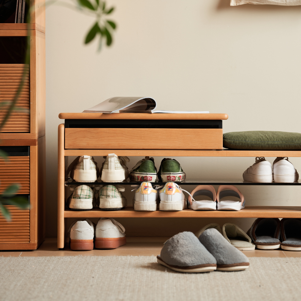 Limina Natural Solid Cherry Shoe Bench