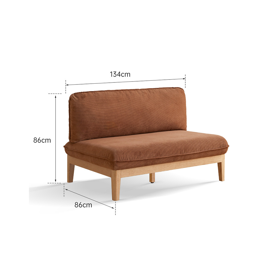 Limoges Natural Solid Oak Corduroy Sofa
