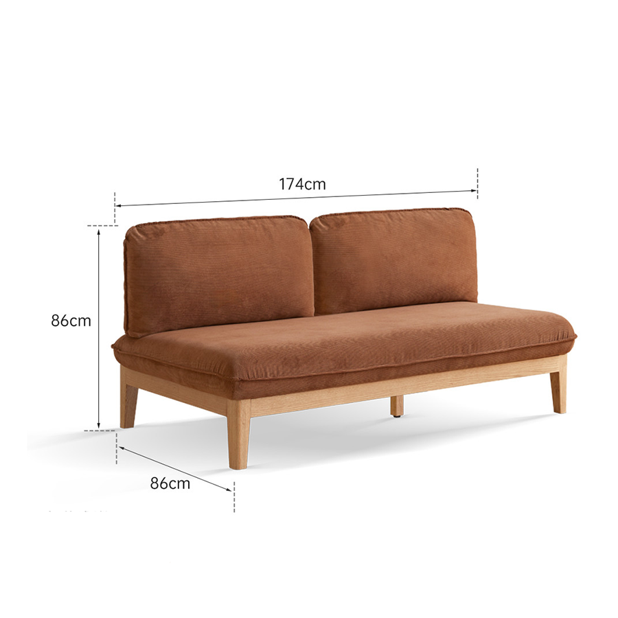 Limoges Natural Solid Oak Corduroy Sofa