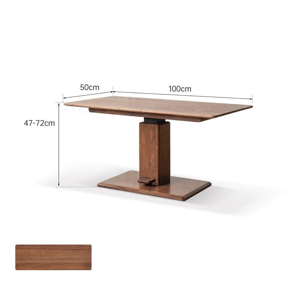 Linnich Natural Solid Walnut Height Adjustable Coffee Table